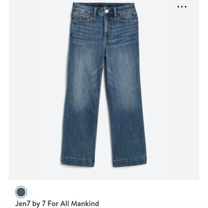 JEN7 7 FOR ALL MANKIND Women's Cropped Trouser Wide Leg Denim Jeans Blue Size 18